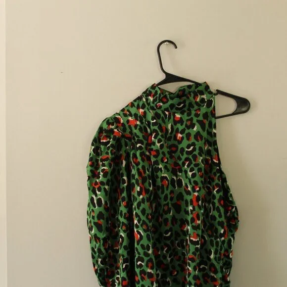 Choosy Green Animal Print One Sleeve Dress Size XL - Picture 10 of 13